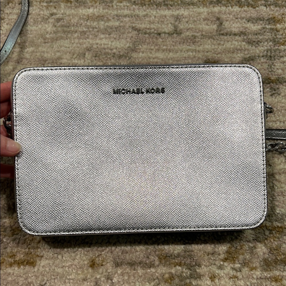 Michael Kors Metallic Silver Crossbody Bag